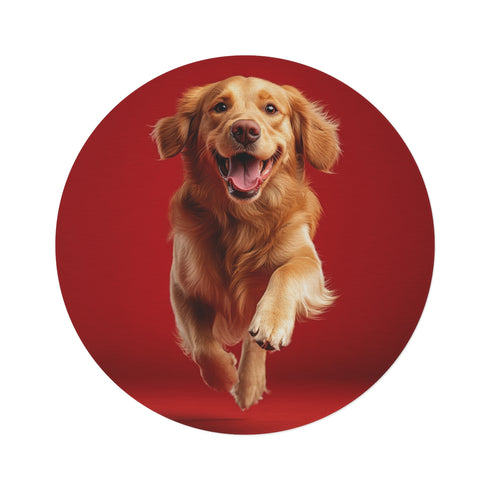 "Golden Retriever Joy Round Rug"