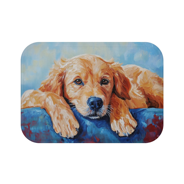 "Golden Retriever Painting Bath Mat"