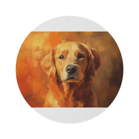 "Golden Retriever Round Rug: Adorable Dog Art"