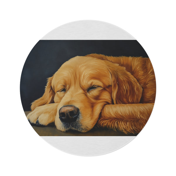 "Golden Retriever Round Rug: Pawsitively Adorable"