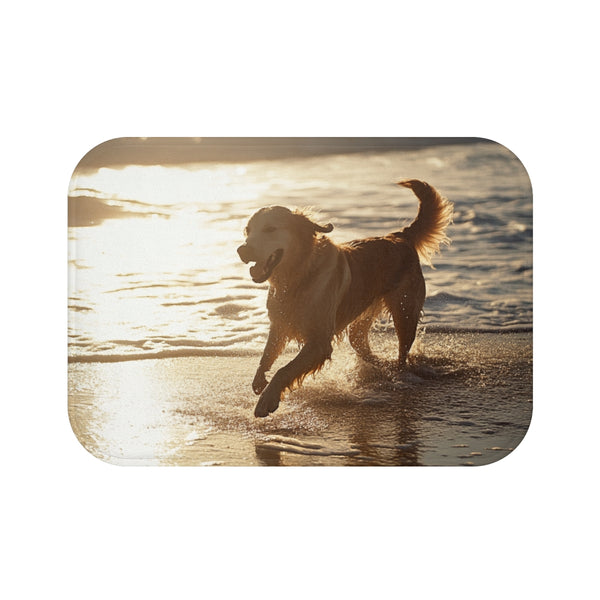 Golden Retriever Sunset Beach Mat