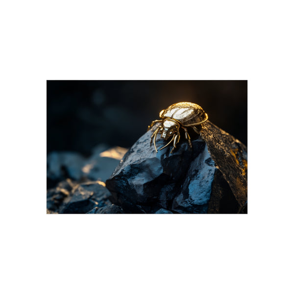 Golden Scarab Obsidian Pyramid Poster