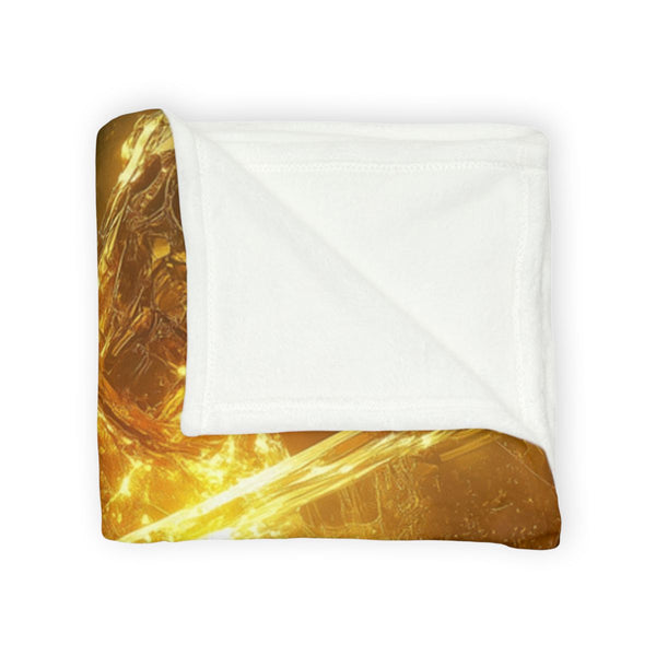 Golem of Glass & Gold Rising from Earth — 50×60 Plush Throw Blanket — Draped Over Sofa & Bed Lifestyle View
