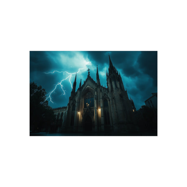 Gothic Cathedral Amidst Thunderstorm Majesty