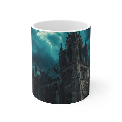 Gothic Cathedral Thunderstorm Art Mug