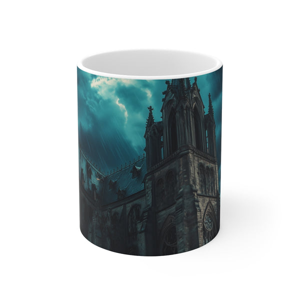 Gothic Cathedral Thunderstorm Art Mug