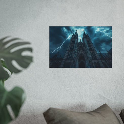 Gothic Cathedral Thunderstorm Dramatic Scene