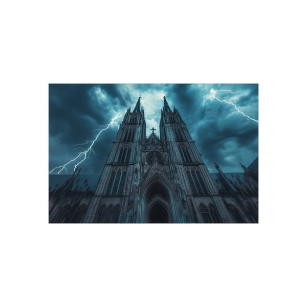 Gothic Cathedral Thunderstorm Dramatic Scene