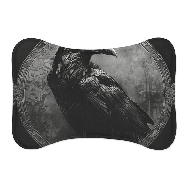 "Gothic Raven Pet Mat: Enchant Your Furry Friend"
