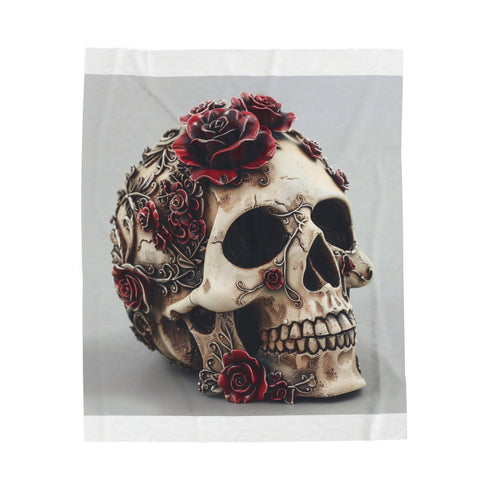"Gothic Skull Rose Blanket: Luxurious"