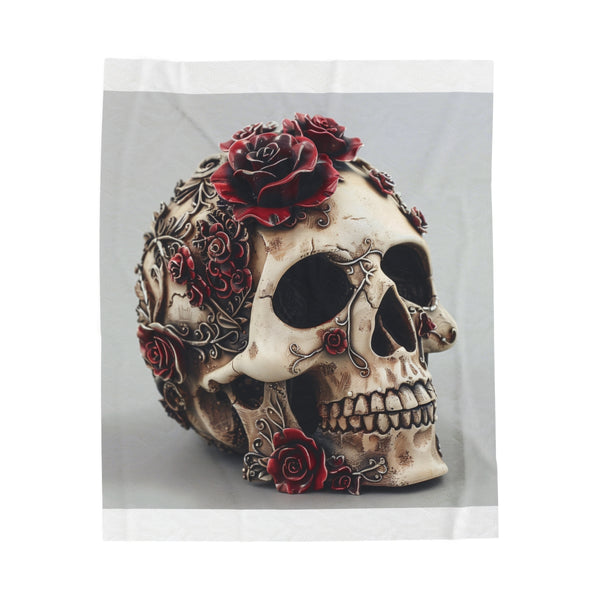 "Gothic Skull Rose Blanket: Luxurious"