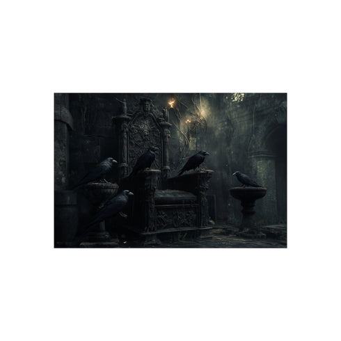 Gothic Throne Ravens Art Poster