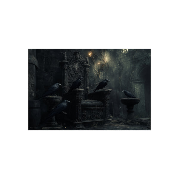 Gothic Throne Ravens Art Poster