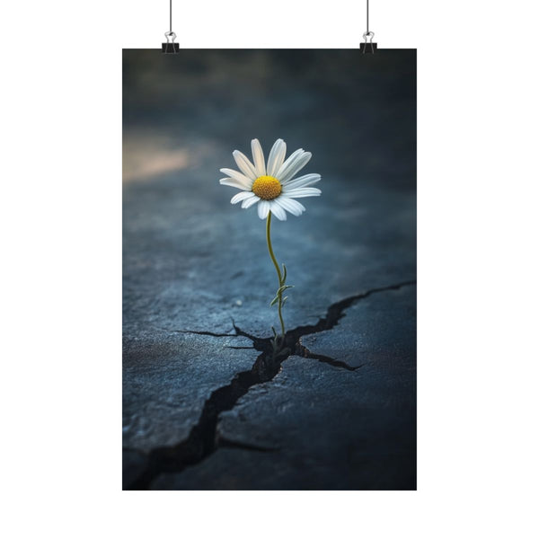 "Graceful White Daisy in Cracks"
