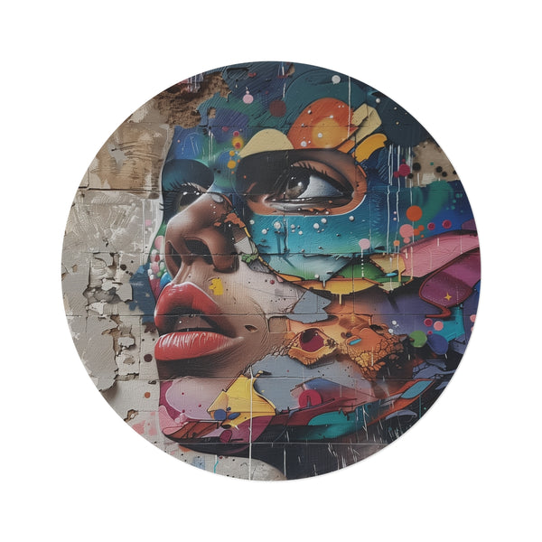 "Graffiti Splatter Round Rug"