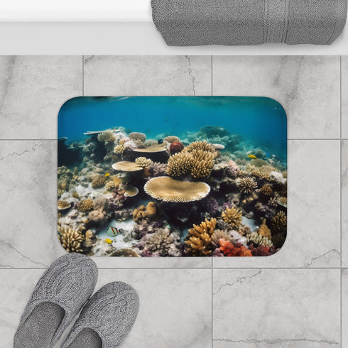 Great Barrier Reef Australia Coral Reef Luxury Memory Foam Bath Mat - Bathroom Lifestyle View