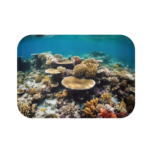 Great Barrier Reef Australia Coral Reef Luxury Memory Foam Bath Mat - Top View