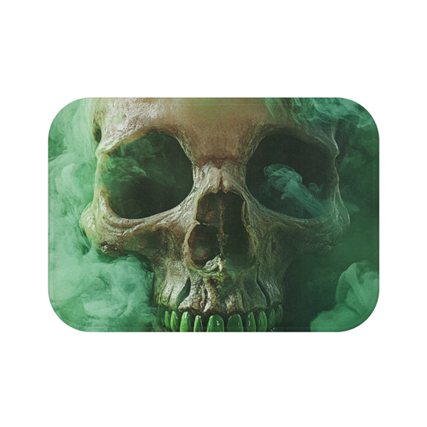"Green Smoke Skull Bath Mat: Hazardous Luxe for Your Bathroom"