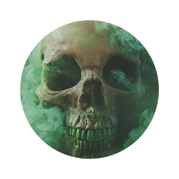 "Green Smoke Skull Biohazard Rug"