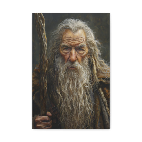 "Grey Wizard in Epic Battle"