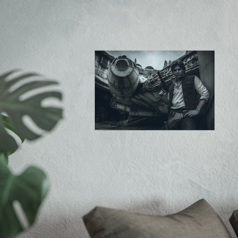 Han Solo Leaning Millennium Falcon Illustration