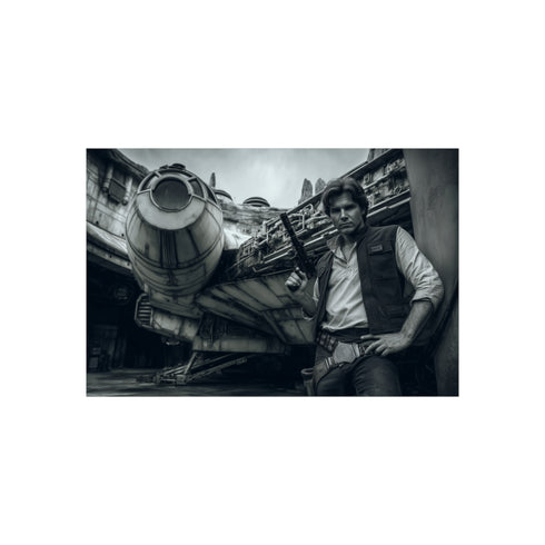 Han Solo Leaning Millennium Falcon Illustration