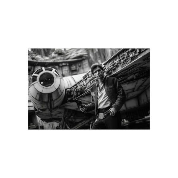 Han Solo Leaning Millennium Falcon Poster