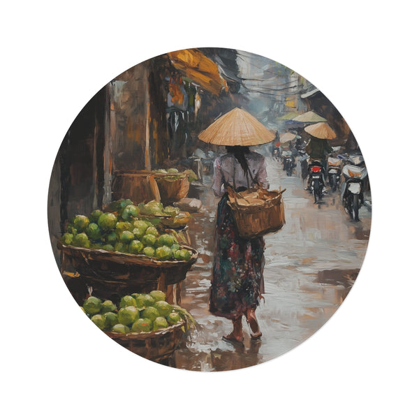 "Hand-painted Hanoi Dream Round Rug"