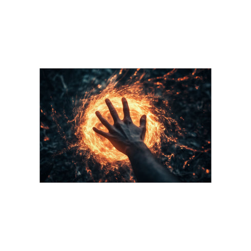 Hand Reaching Through Glowing Portal