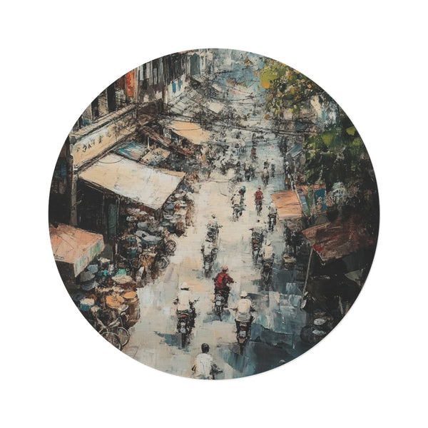 "Hanoi Busy Vietnam Round Rug"