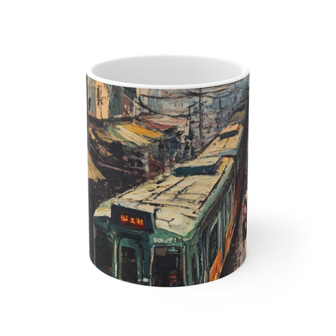 "Hanoi Train Street Mug: Vibrant Vietnam"