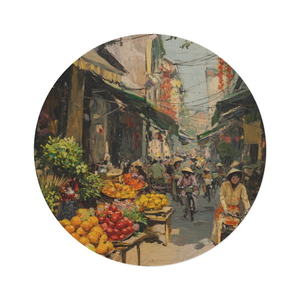 "Hanoi Vietnam Painting Round Rug"