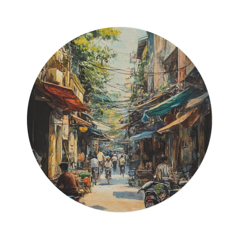 Hanoi Vietnam Round Rug - Vibrant and Intricate