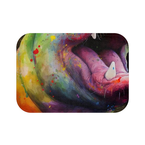 Happy Hippo — Non-Slip Bath Mat — Top-Down Velvet Microfibre Artwork View