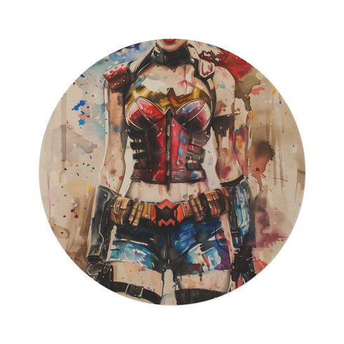 "Harley Quinn Round Rug: Add a Pop of Personality to Your Space!"