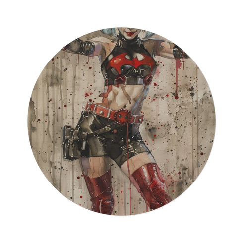 "Harley Quinn Round Rug: Rev up Your Decor!"