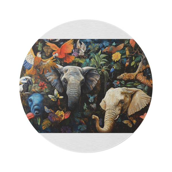"Harmony Circle: Diverse Animal Rug"