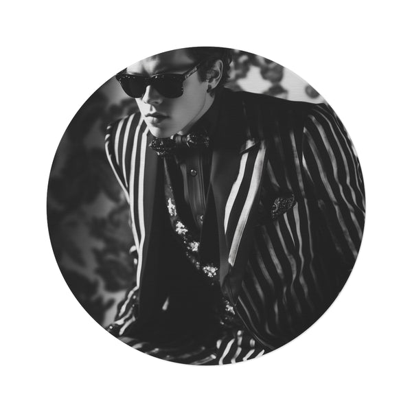 "Harry Styles Black Round Rug: Stylish Elegance for Any Room"