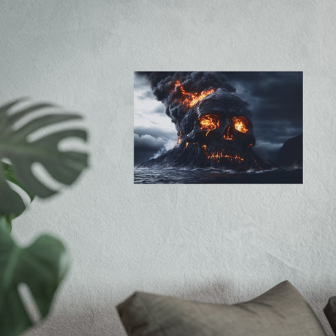 Haunting Skull-Shaped Volcano Poster