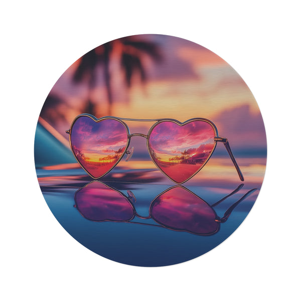 "Heart-Shaped Retro Sunglasses Rug"