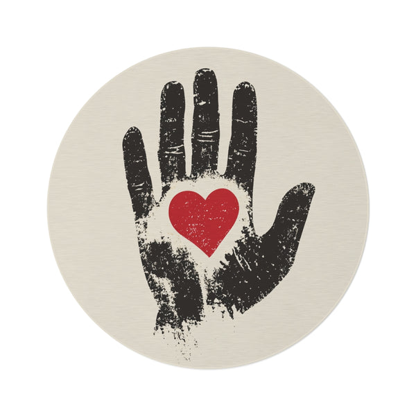"Heartfelt Handprint Romance Rug"