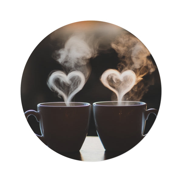"Heartwarming Two Mugs Round Rug"