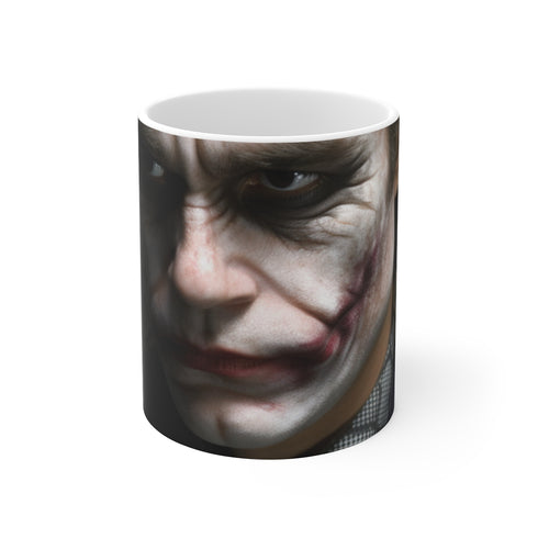 "Heath Ledger Joker Coffee Mug: Hauntingly Perfect"