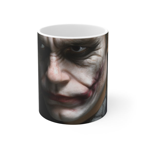 "Heath Ledger Joker Coffee Mug: Hauntingly Perfect"