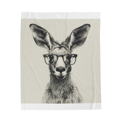 "Hipster Kangaroo Plush Blanket: Cozy & Stylish"