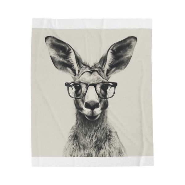 "Hipster Kangaroo Plush Blanket: Cozy & Stylish"
