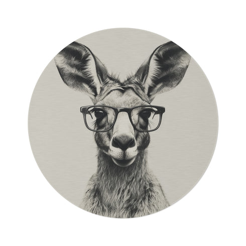 "Hipster Kangaroo Round Rug: Stylish & Quirky"