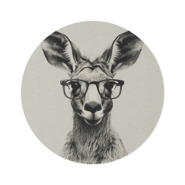 "Hipster Kangaroo Round Rug: Stylish & Quirky"