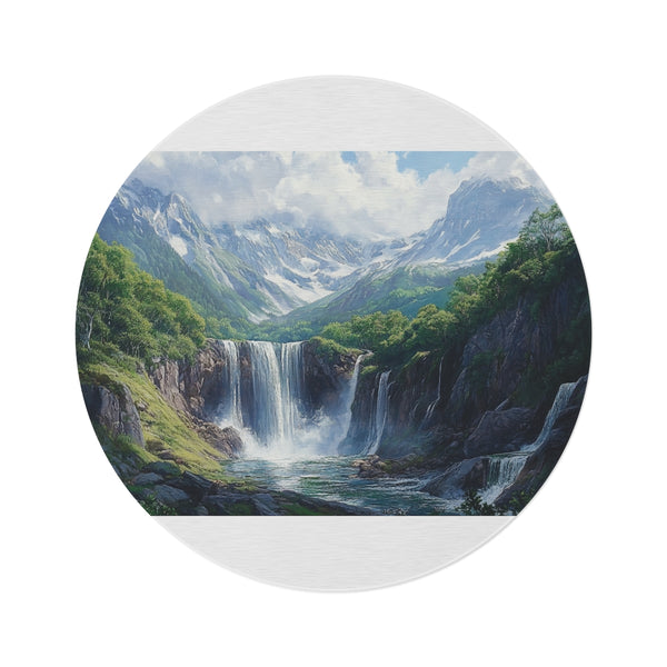 "Hokkaido Japan Waterfall Round Rug"