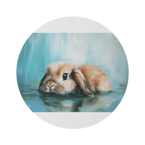 "Holland Lop Bunny Round Rug"